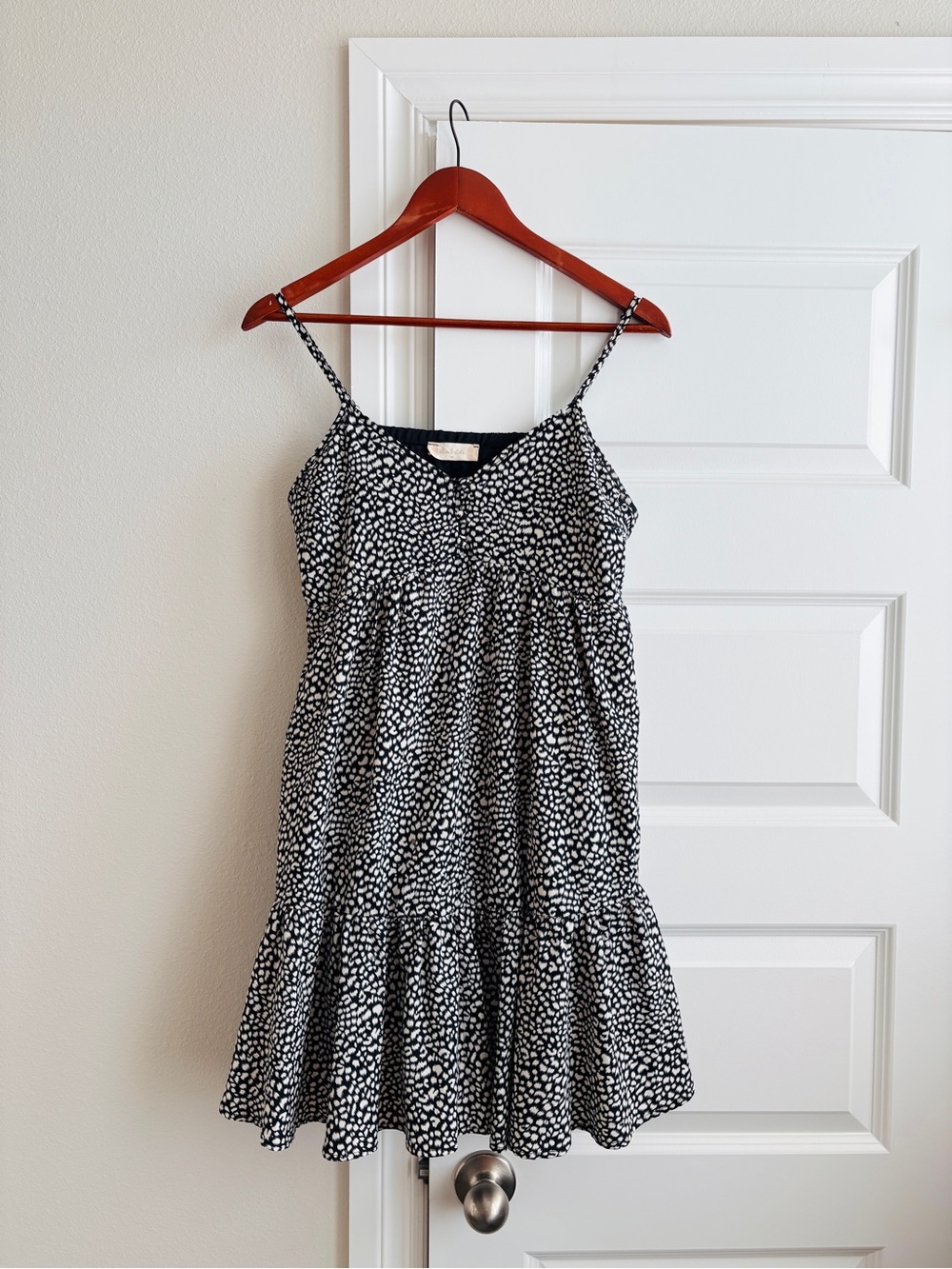 Altar'd State M Black and White Polka Dot Spaghetti Strap Mini Dress